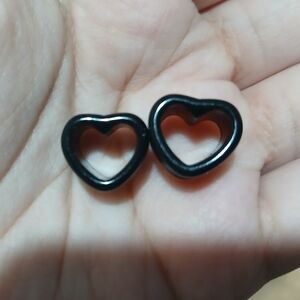 Black Heart-Shaped Gauge Earrings